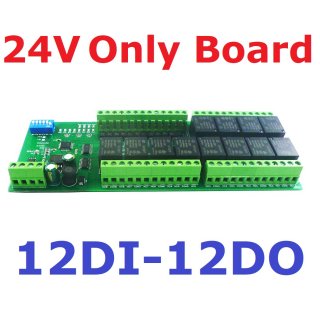 10IOA12 24V 12CH Isolation Digital Switch 12DI-12DO PLC IO Expanding Board RS485 Relay Module Modbus RTU Code 01 05 15 02 03 06 16