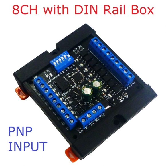 23IOA08 8 CH PNP Multifunction RS485 Remote IO Module PLC DI-DO expansion Board DIN Rail Box Standard MODBUS RTU Protocol