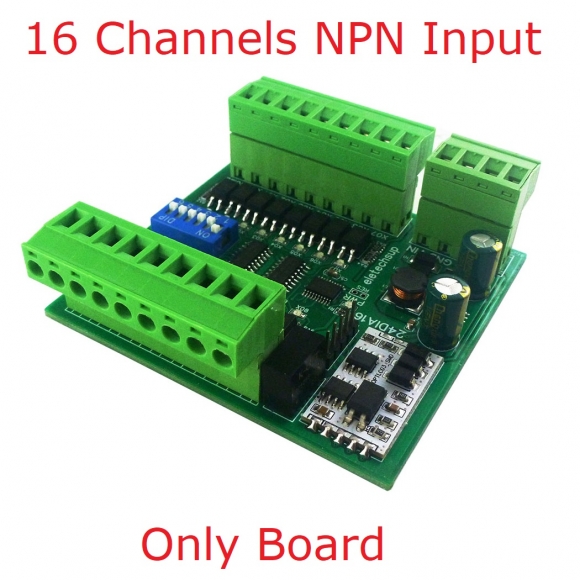 24DIA16 16 DI NPN Digital Switch PLC IO Expansion Board 3000VDC Optical isolation Input RS485 Modbus RTU Module