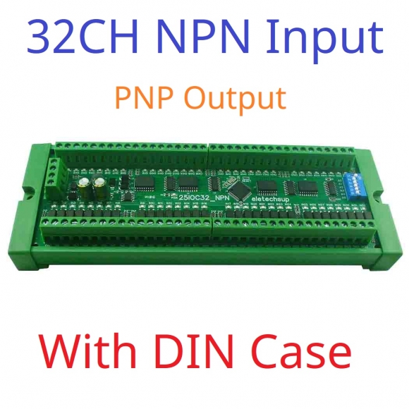 25IOC32 32DI-32DO NPN to PNP RS485 Modbus Rtu Remote IO Module DC 12-24V 300MA DMOS PNP High Level Output for PLC LED Smart Home IOT