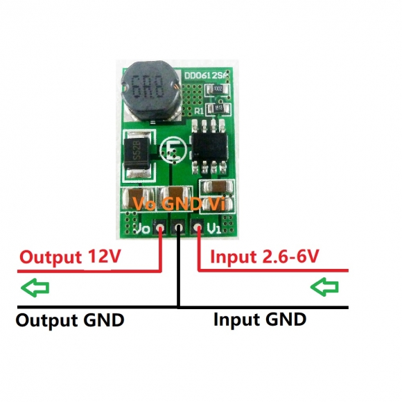 DD0612SA Out 12V/1.2A DC-DC Step-up Boost Converter 3V 3.3V 3.7V 5V to 12V Voltage Regulate for Wifi Router PTZ Camera webcam