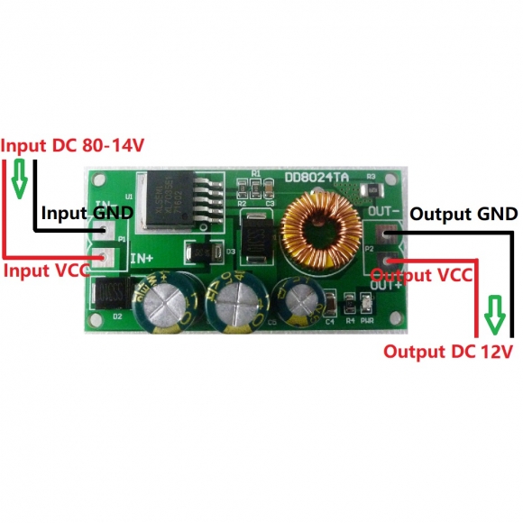 DD8024TA High-Voltage EBike DC-DC Converter Buck Step-Down Regulator Module 80V 72V 64V 60V 48V 36V 24V to 12V