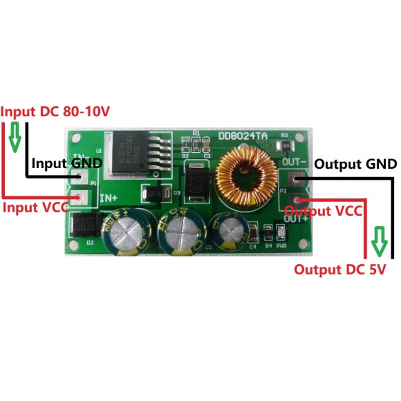 DD8024TA High-Voltage EBike DC-DC Converter Buck Step-Down Regulator Module 80V 72V 64V 60V 48V 36V 24V to 5V