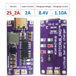 DDTCCRUB 2S 2A Type-C to 4.2V 8.4V 12.6V 16.8V LiPo Li-Ion Battery Pack Portable Charger Diy Outdoor Emergency Power Supply Solar Panel