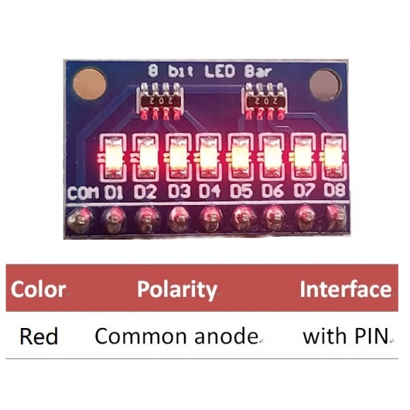 DM41A08 3-24V 8 Bit Red Common anode LED indicator Bar Diy Kit for Arduino