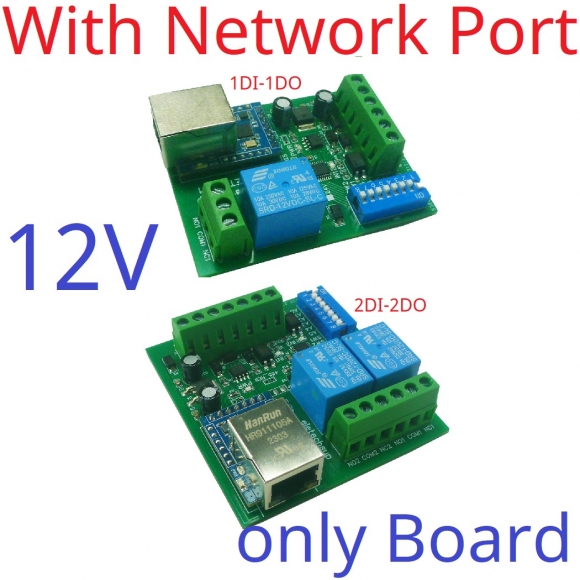 ETROB02 12V 2DI 2DO 3 IN 1 Serial Serve/Ethernet/RS485 Relay Module Modbus RTU TCP/IP UART DI-DO Network Controller Switch PLC Remote IO Board