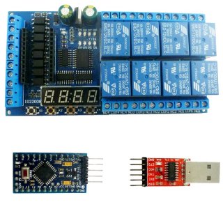 IO22D08 8ch DC 12V Pro mini Relay Shield Module PLC Board for Arduiuo MEGE2560 Delay Self-locking Interlock Timer Switch