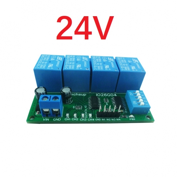 IO26G04 DC24V 4CH Multifunction Delay Relay Time Switch PLC Module Flip-Flop Latch Bistable Self-locking Interlock Latch