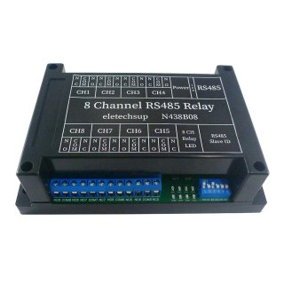 N438B08 8CH DC 12V RS485 Relay PC UART Serial Port Switch RTU 03 06 16 Function Code DIN Shell Switch Board