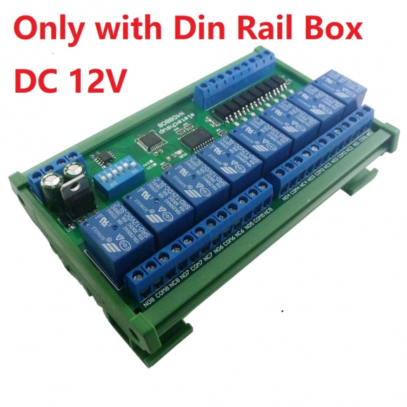 N4D8B08 DC 12V 8I8O Multifunction Modbus RTU Relay Module Support 03 06 16 Function Code RS485 Switch Control Board DIN35 Rail Box