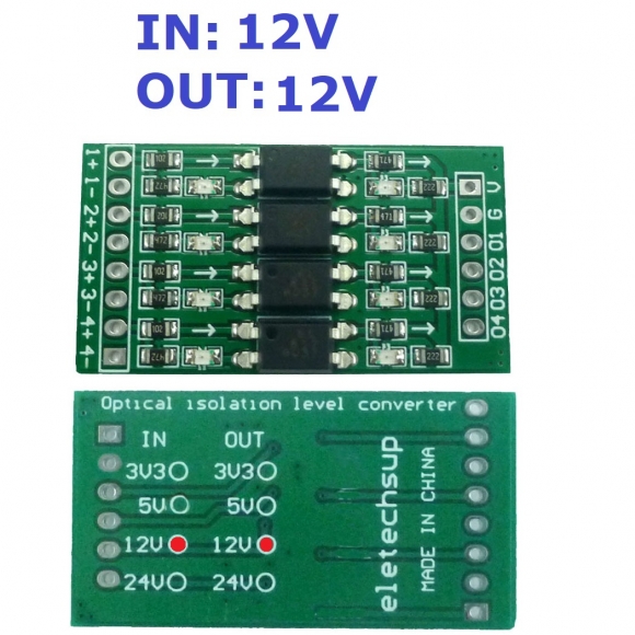 OP71A04 12V to 12V PNP Active High 10Khz DI-DO Digital Switch Optical Isolation Module Logic Level Converter for PLC RS485 IO Communication