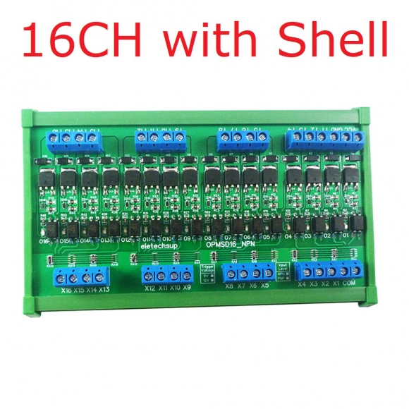 OPMSD16 PNP Input12-24V PNP Output 16CH DC 3.3-24V 5A MOS Solid State Relay Module Din Rail Mount NPN/PNP PLC IO Signal Amplifier for Motor Relay LED