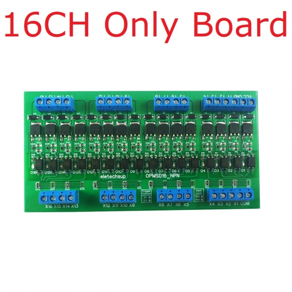 OPMSD16 NPN Input 3.3-5V NPN Output 16CH DC 3.3-24V 5A MOS Solid State Relay Module Din Rail Mount NPN/PNP PLC IO Signal Amplifier for Motor Relay LED