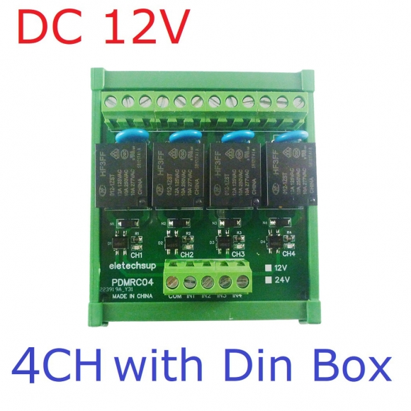 PDMRC04 DC12V 4CH NPN/PNP 30mA to 10A Digital IO Amplifier Relay Module PLC IO Board for PTZ RS485 Industrial Control