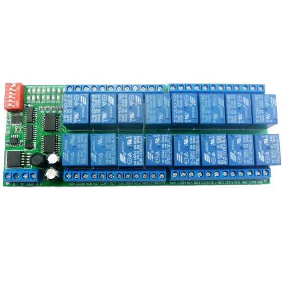 R421B16 16 channels DC 12V RS485 Relay Module Modbus RTU 485 Remote Control Switch Board For PLC PTZ Camera Motor