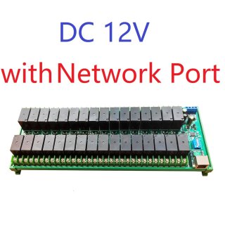 R4D5E32 12V 32Ch DC 12V 24V 20A High Current Ethernet RS485 Relay Module RJ45 Network Port TCP/IP Modbus RTU Board