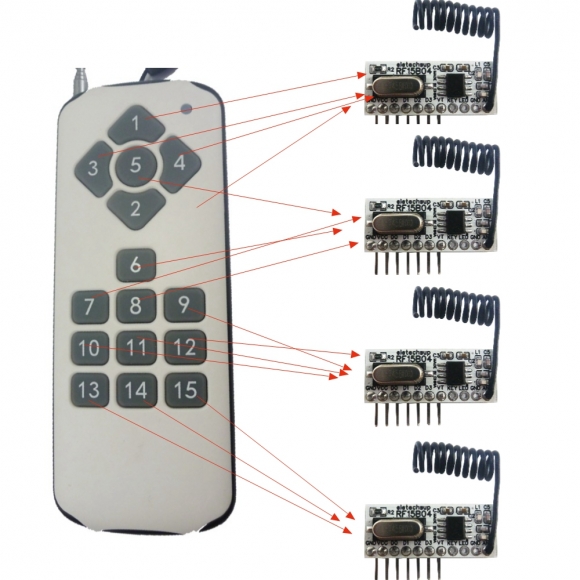 RF15B04 AK030 15CH Remote VS 4 135uA Low-Power -117dBm 5V TTL Decoding RF ASK For Wireless Bulb LED Arduno MCU