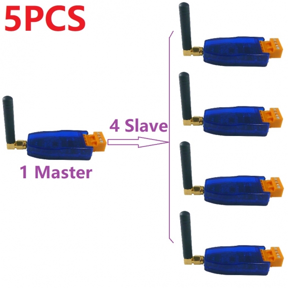 RT38B01 5PCS 433-458MHz UHF DTU RS485 Bus RF Serial Port UART Transceiver Master Slave