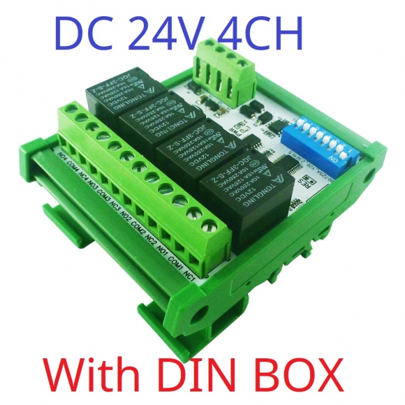 RYR404A with Din Rail Easy Setup 24V 4 Channels Modbus Relay Board IOT RS485 Network PC UART Industrial Control Switch Module for PLC HMI TP PTZ