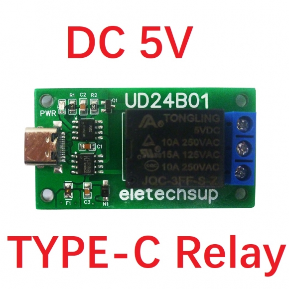 UD24B01 5V USB Relay DC 5V PC UART Serial Port SwitchTYPE-C USB TTL232 Relay Module For Arduino MEGA Raspberry PI